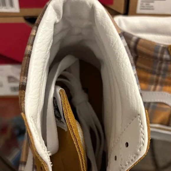 Vans Sk8-Hi Tops Plaid Wood Thrush Women’s Sizes - Picture 6 of 11